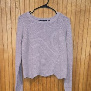 Cyrus Women's Light Purple Cropped Scalloped Edge Sweater Size Med